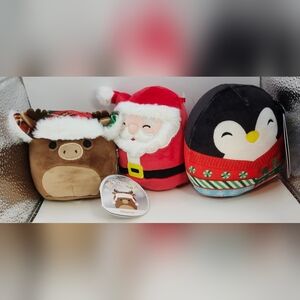 Squishmallows 4.5” Maurice MOOSE, Luna PENGUIN, Nick SANTA Christmas Plush NWT